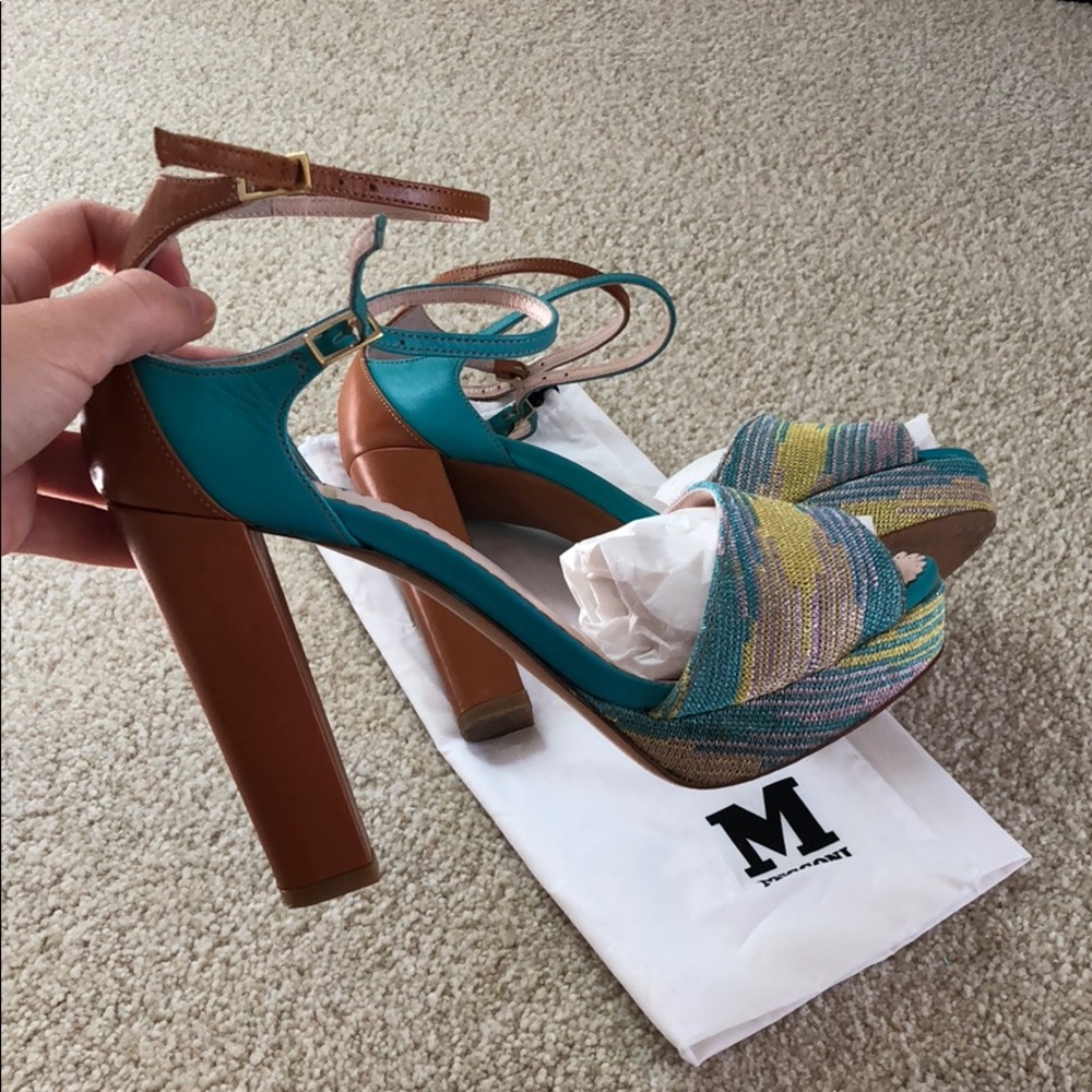 Missoni crochet metallic knit and leather sandals - Picture 2 of 6